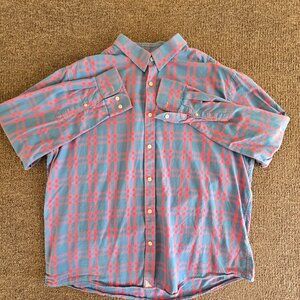 Untuckit Mens Button Up Shirt Blue Plaid Sz XXL Pre-Owned